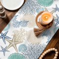thumbnail image 3 of Marine Life Table Runner 90 Inches, Summer Coastal Nautical Coral Conch Seashells Bed Runner Dresser Scarves Tabletop for Indoor Outdoor Parties/Ceremony/Banquet, 13" x 90", 3 of 9