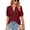 Wine Red, variant on Fashion T-Shirt for Women V-Neck Tops Casual Hollow Bubble Sleeves Loose Tees Top S-2XL