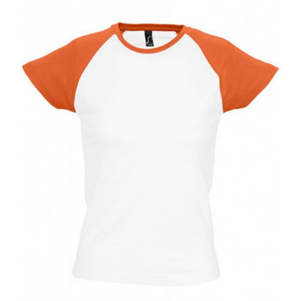 SOLS - Camiseta de manga corta bicolor modelo Milky para mujer (Blanco/Naranja)