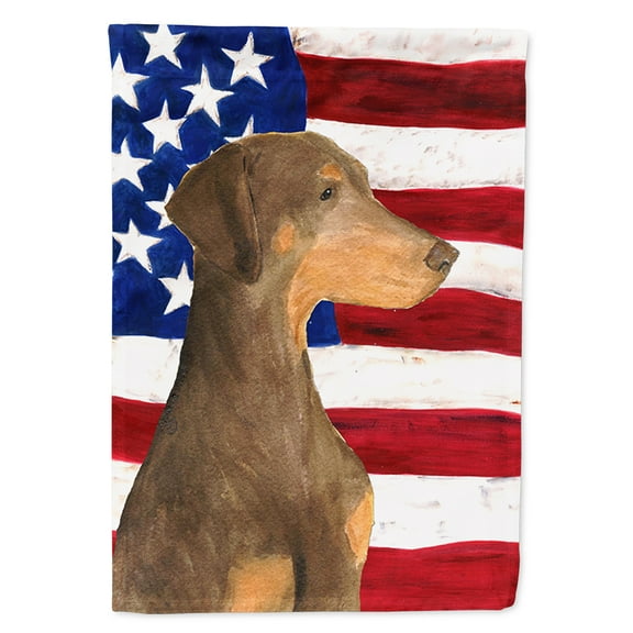 USA American Flag with Doberman Flag Canvas House Size