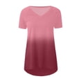 thumbnail image 4 of SHOPESSA Womens Tops Fashion Gradient Printed Blouse V-neck Short Sleeve Tunic Tops Casual Summer Long Shirts for Women to Wear with Leggings, 4 of 5
