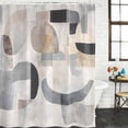 thumbnail image 3 of Abstract Gray Brown Waterproof Fabric Shower Curtain, Modern Geometric Art Waterproof Fabric Shower Curtain for Bathroom Curtains Bathtubs Hotel Washable Shower Curtains with 12 Hooks Stall 48x72in, 3 of 8