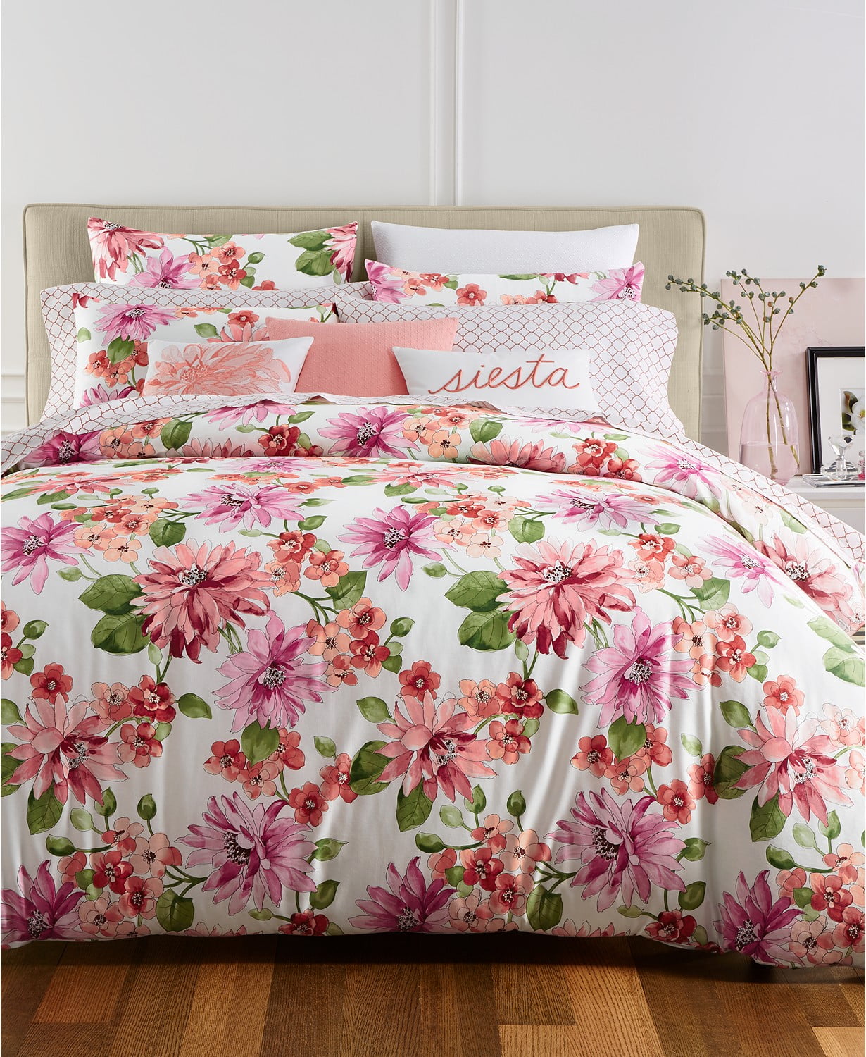 Charter Club Damask Designs Bouquet 3 Piece Woven Bedding Floral