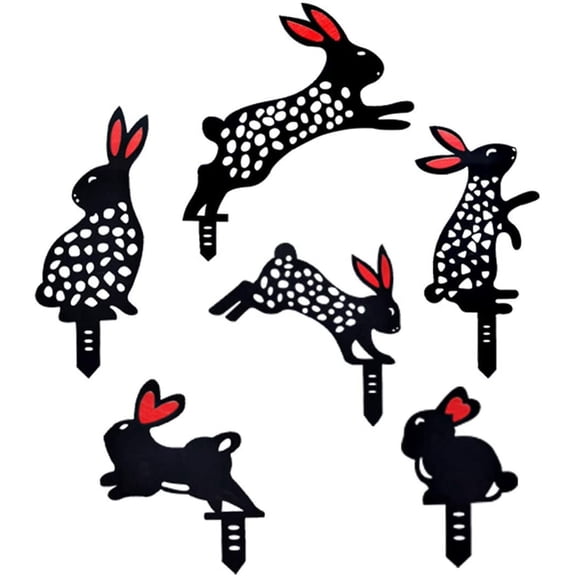Dream Lifestyle Animal Silhouette Garden Stake, Metal Floral Cutouts Bunny Rabbit Garden Stake Art Crafts Yard Lawn Outdoor Patio Home Decor Easter Supplies 1PC
