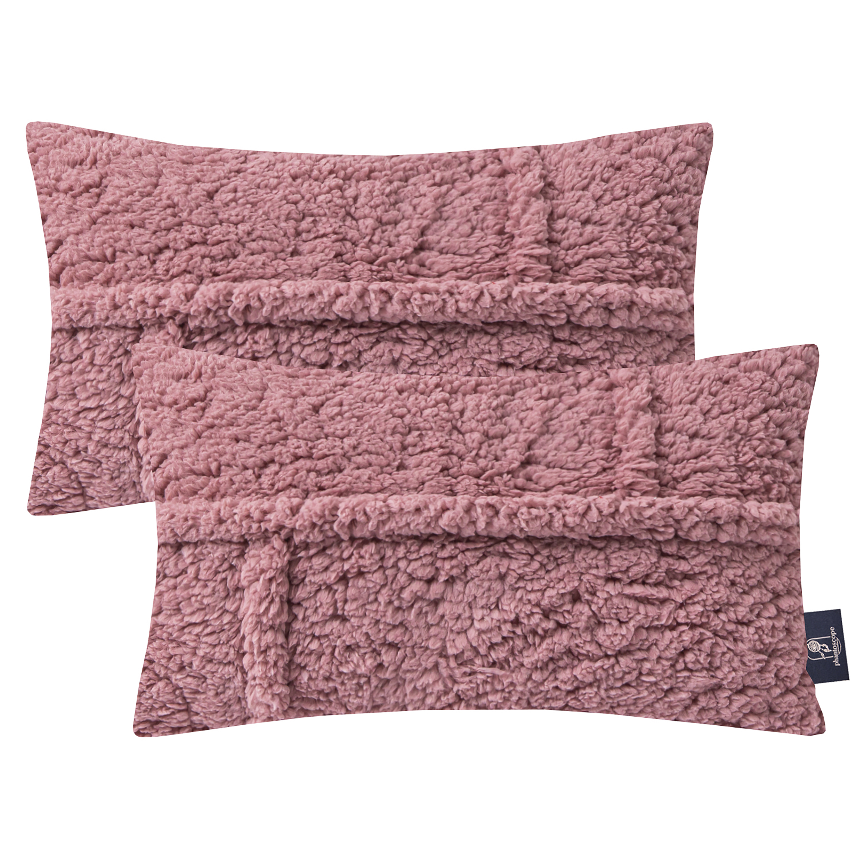 Phantoscope 12 in x 20 in Pink Sherpa, Velvet Decorative Pillow Cover, (2 Count)