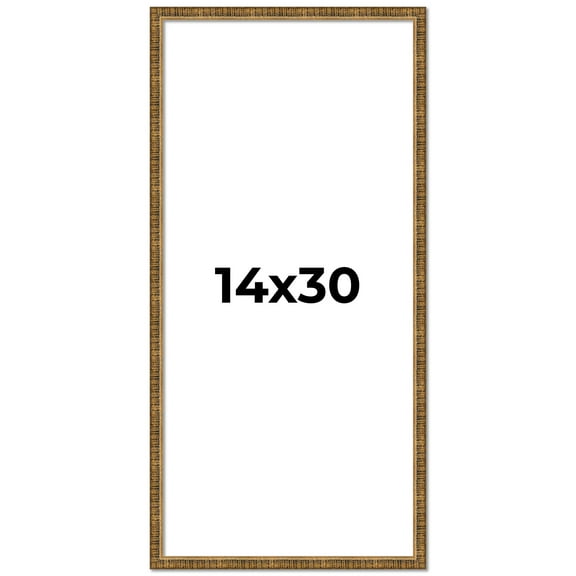14x30 Frame Gold Picture Frame - Complete Modern Photo Frame Includes UV Acrylic Shatter Guard