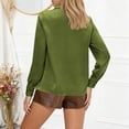thumbnail image 4 of Camisetas para Mujeres con Cuello en V Manga Larga Delantera Blusa de Color Sólido, Corbata Delantera Top Casual, 4 of 7