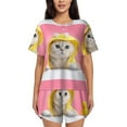 thumbnail image 1 of Fotbe A Funny Cat Conjunto de Pijama Estampado para Mujer, 2 Piezas, Ropa de Dormir con Camiseta de Manga Corta y Shorts Suaves-4X-Large, 1 of 6