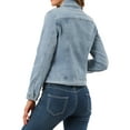 thumbnail image 3 of INSPIRE CHIC Women's Long Sleeve Button Down Short Distressed Denim Jacket, 3 of 6