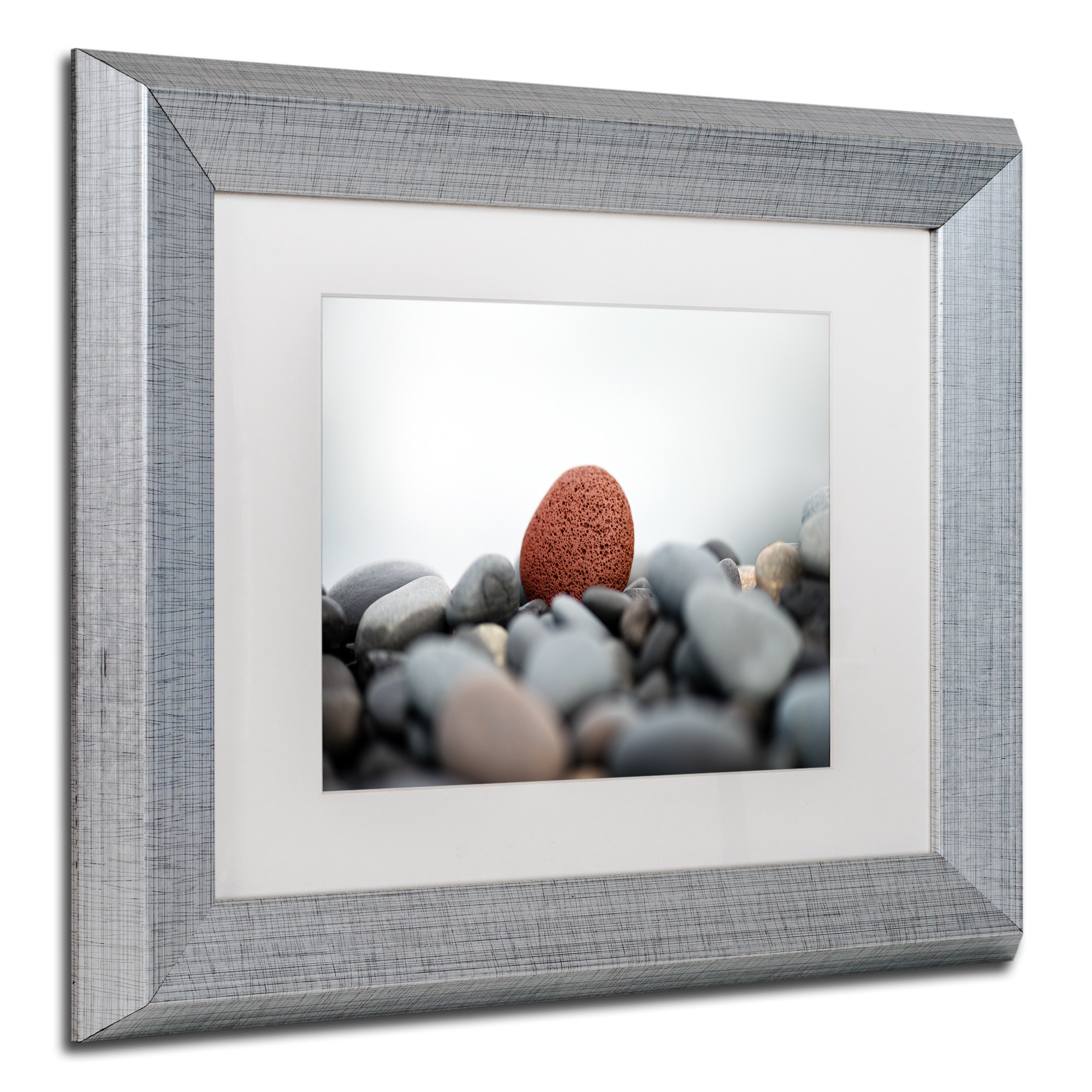 Trademark Fine Art "Red Stone" Canvas Art by Philippe Sainte-Laudy White Matte, Silver Frame