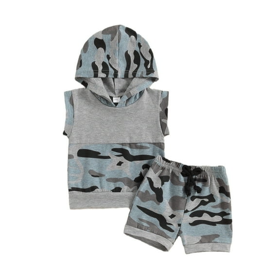 EnJoCho Boys 5 Clothes Outfits Toddler Boys Sleeveless Camouflage Prints T Shirt Tops Shorts Child Kids Outfits Children Boy Holiday Fashion Outfits 3-6 Months