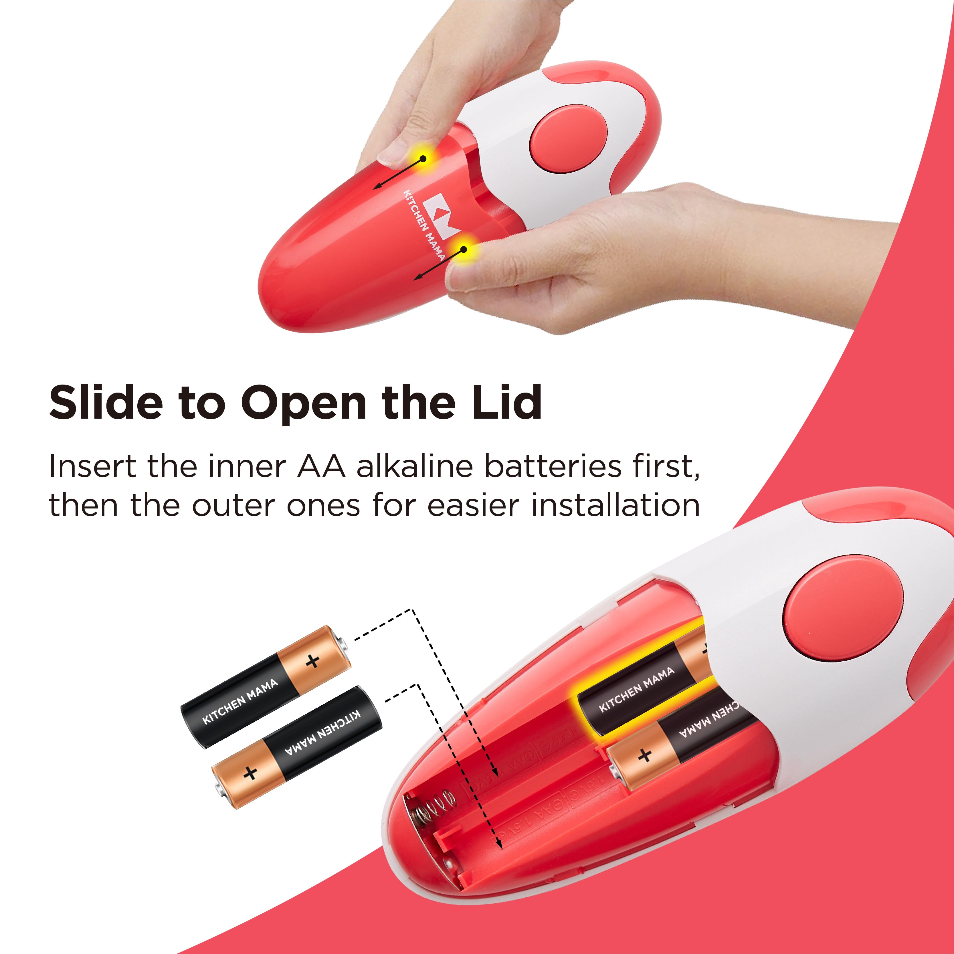 Kitchen Mama Handheld Electric Can Opener (Red)