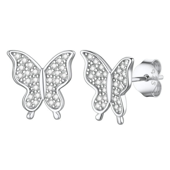 FindChic Sterling Silver Earrings for Women Cubic Zirconia Butterfly Stud Earrings for Birthday