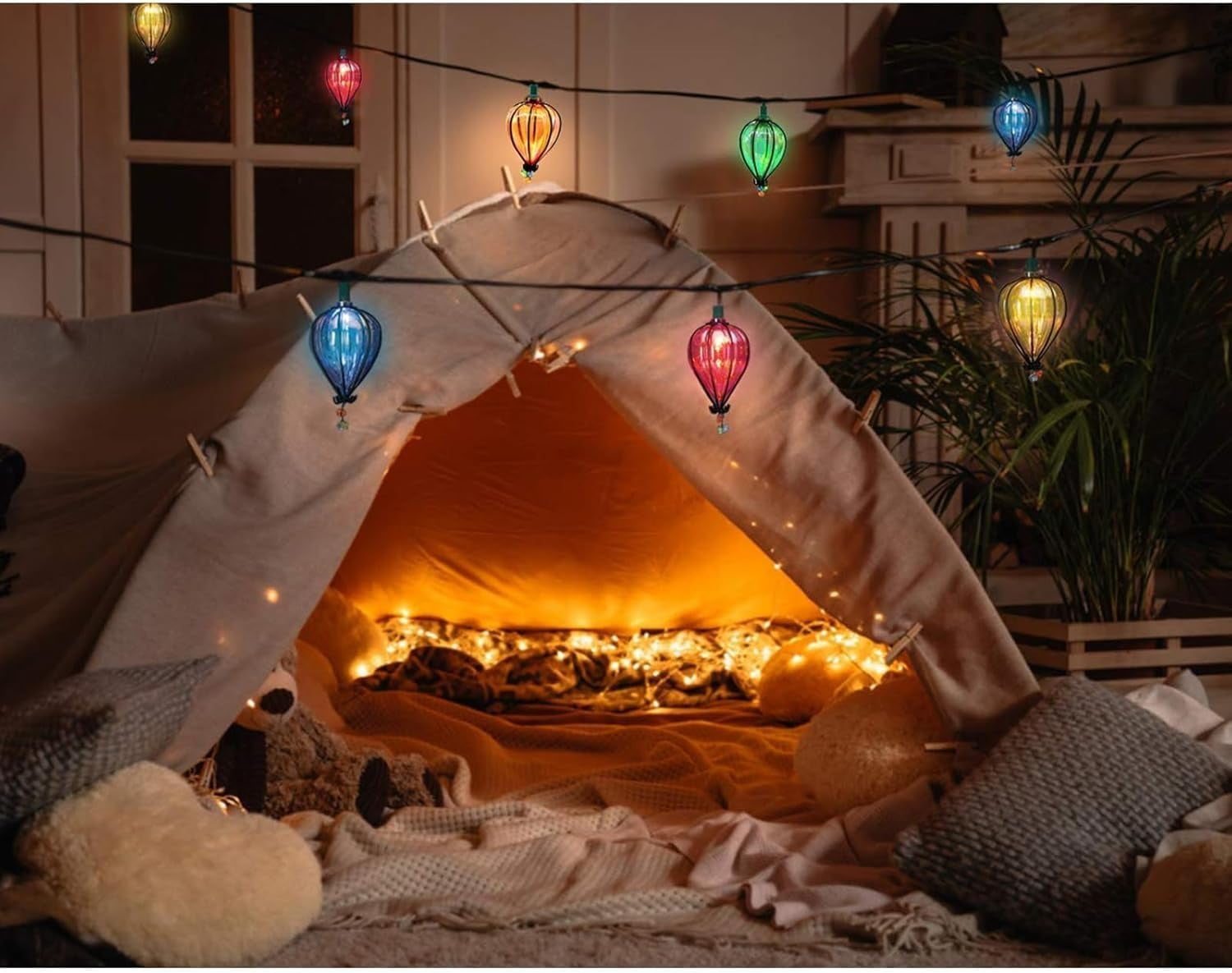 Dimedeal 2 Pcs 11ft Corded Electric String Lights with 10 LED Bulbs for Indoor/Outdoor Use – Ideal for Christmas, Parties, and Camping