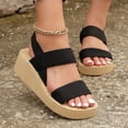 thumbnail image 5 of EliteGoogv Womens Wedge Sandals Platform Sandals Summer Beach Shoes For Women On Espadrille Sandals Comfortable Casual Walking Shoes Womens Sandals BK2 US :7, 5 of 5