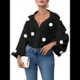 thumbnail image 3 of Blusa Holgada de Larga con Cuello Semiabierto y Lunares Franceses para Mujer Lunares Negros XXL, 3 of 10