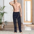 thumbnail image 2 of Fotbe Copper-Gold Gloss Outline Flower Pantalones de Pijama para Hombre, Pantalones de Dormir, Pantalones de Casa con Cintura Ajustable y Bolsillos-XX-Large, 2 of 6
