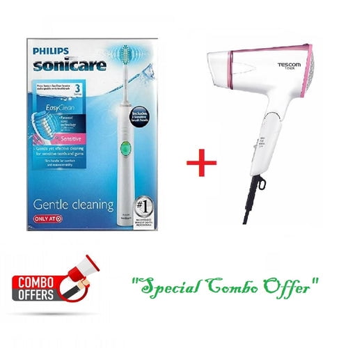 Special Combo (Philips Sonicare EasyClean Sonic Electric Rechargeable  Toothbrush - HX6512/55 with Tescom TID422U Negative Ions Hair Dryer, Pink -  120V 1300W ) | Walmart Canada