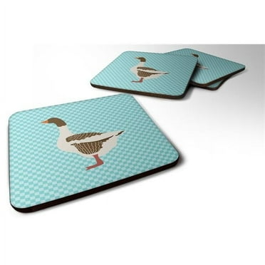 Carolines Treasures BB8077FC Pomeranian Rogener Goose Blue Check Foam Coaster, Set of 4