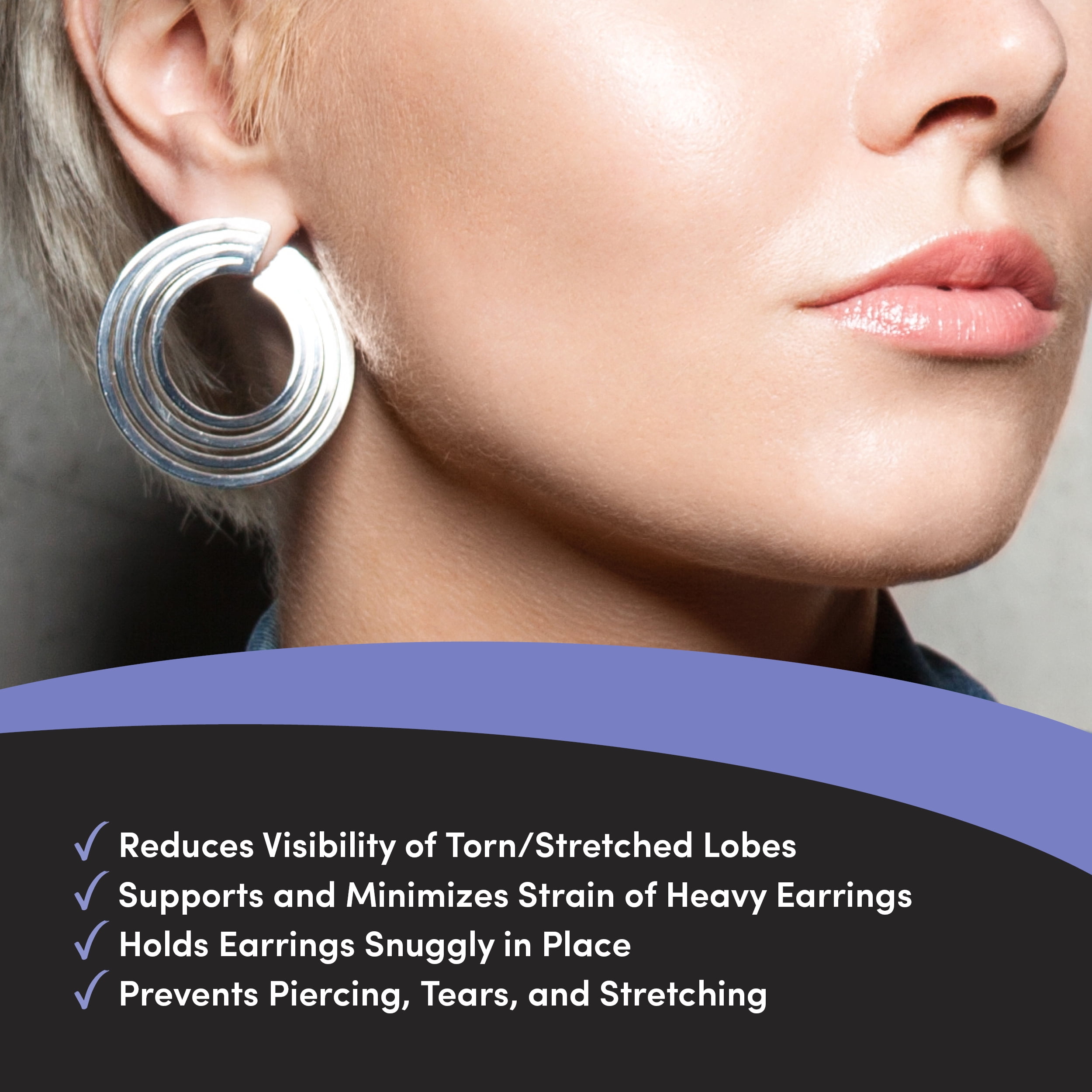 Lobe Miracle - Clear Earring Support Patches - Sticker Earring Backs For  Droopy Ears - Ear Care Products for Torn or Stretched Ear Lobes (60 Patches)  