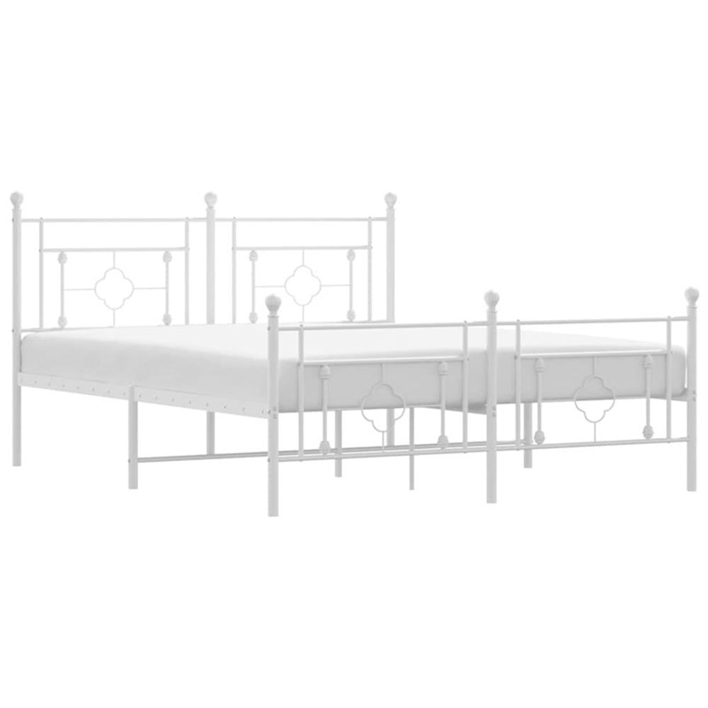 Pemberly Row Powder-Coated Steel King Size Bed Frame in White