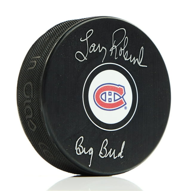 Larry Robinson Rondelle des Canadiens de Montréal Signée avec Grande Note d'Oiseau