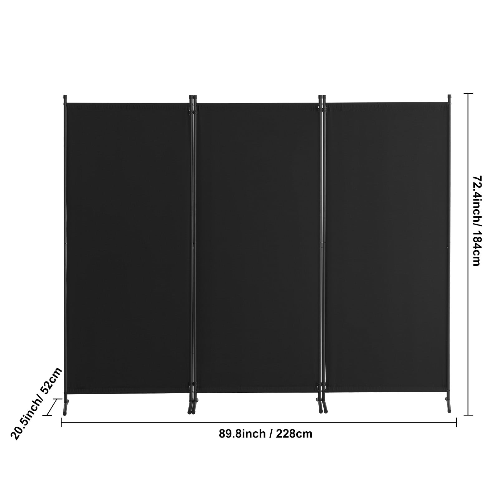 VEVOR Room Divider, 3 Panel Room Dividers and Folding Privacy Screens, Fabric Partition Room Dividers for Office, Bedroom, Dining Room, Study, Freestanding, Black