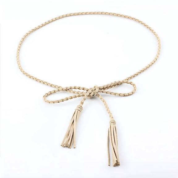 TELOLY Braided Tassel Belt Waistband Boho Girls Thin Waist Rope Knitted Waist Belts For Dress Waistbands Accessories