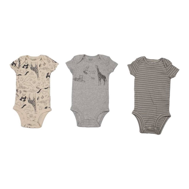 Pañalero Carters Unisex con Broches con Manga Corta con Diseño de Animales 3 Piezas Multicolor Talla 3 a 6 M