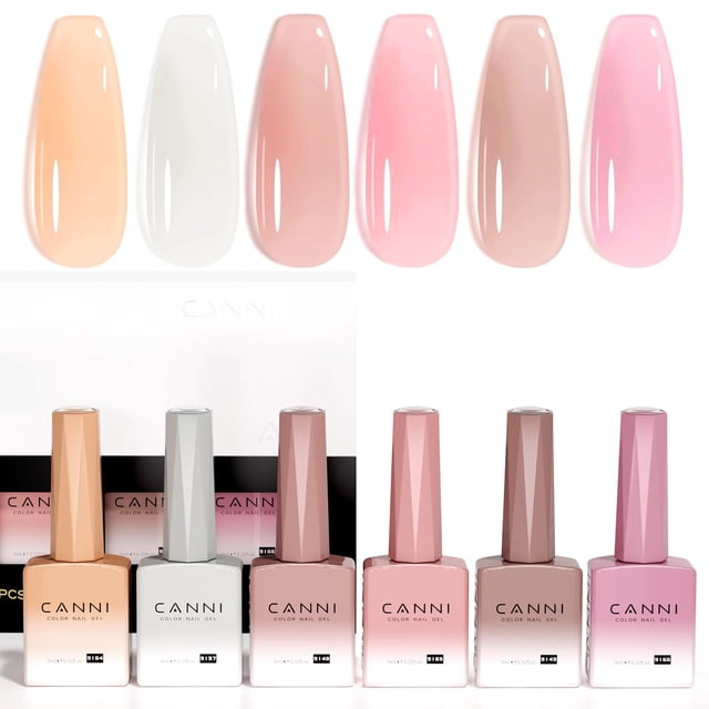 Set de esmaltes de uñas CANNI Jelly Milky White Pink 9 ml x6