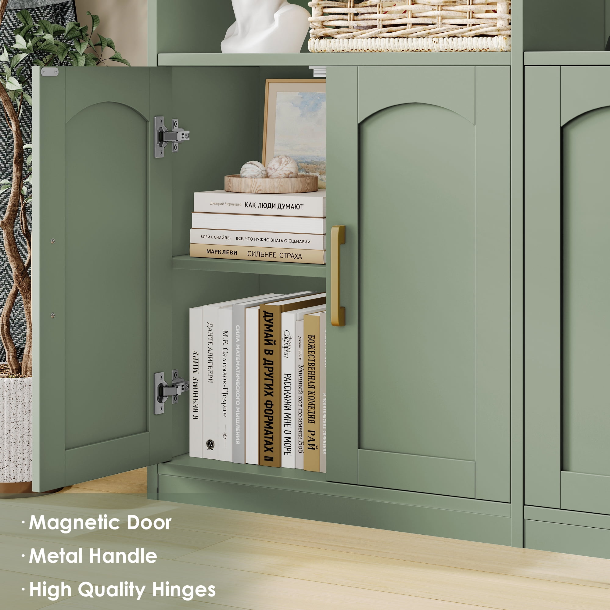 Homfa 73″ Tall Bookcases with Doors, 8 Cubes 6-Tier Double Row Bookshelf, Bookcase for Living Room Home Office, Green
