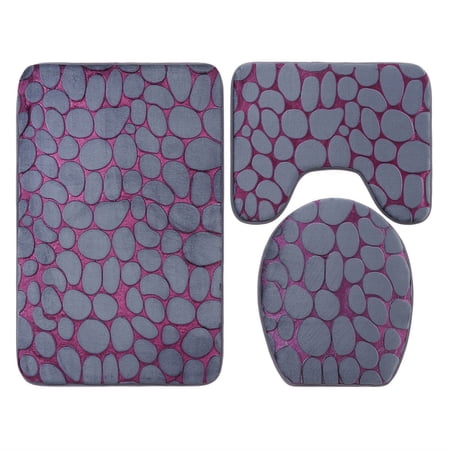 Nvzi Three-piece setLuxury Bathroom Rug Mat, Extra Soft and Absorbent Microfiber Bath Rugs, Non-Slip Plush Shaggy Bath Carpet, Machine Wash Dry, Bath Mats for Bathroom Floor,streaked red