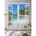 thumbnail image 3 of Sandy Beach Sheer Curtains 2 Panels Set Coconut Trees Sky Windows View Sheer Window Curtains Light Filtering Rod Pocket Voile Drapes for Bedroom Living Room 52"X96", 3 of 9