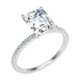 thumbnail image 2 of Eterna Jewel 1.5 Ct Emerald Cut Lab-Created Diamond Engagement Ring - 14K White Gold Plated Solitaire Band - Women’s Round Cut Diamond Ring - Prong Set Ring for Birthdays and Gifts, 2 of 3