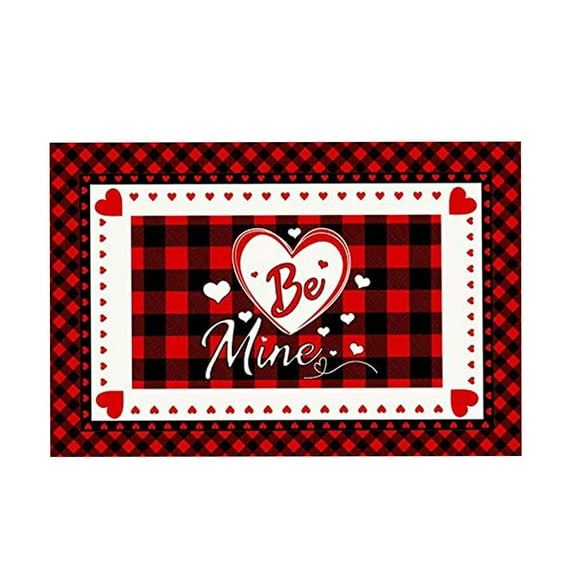 CICRKHB Valentines Day Valentine's Day Indoor Outdoor Door Mat Low Profile Resist Dirt Rug Durable and Washable Absorb Water -Slip Entryway Door Plaid Letter Carpet Rug 40 x 60cm Multicolor