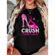 thumbnail image 1 of Women's Fashionable And Trendy "High Heels Pink Butterfly Ribbon" Printed T-shirt, Casual Short-sleeved Top, Comfortable Crew Neck Sports T-shirt, 1 of 6