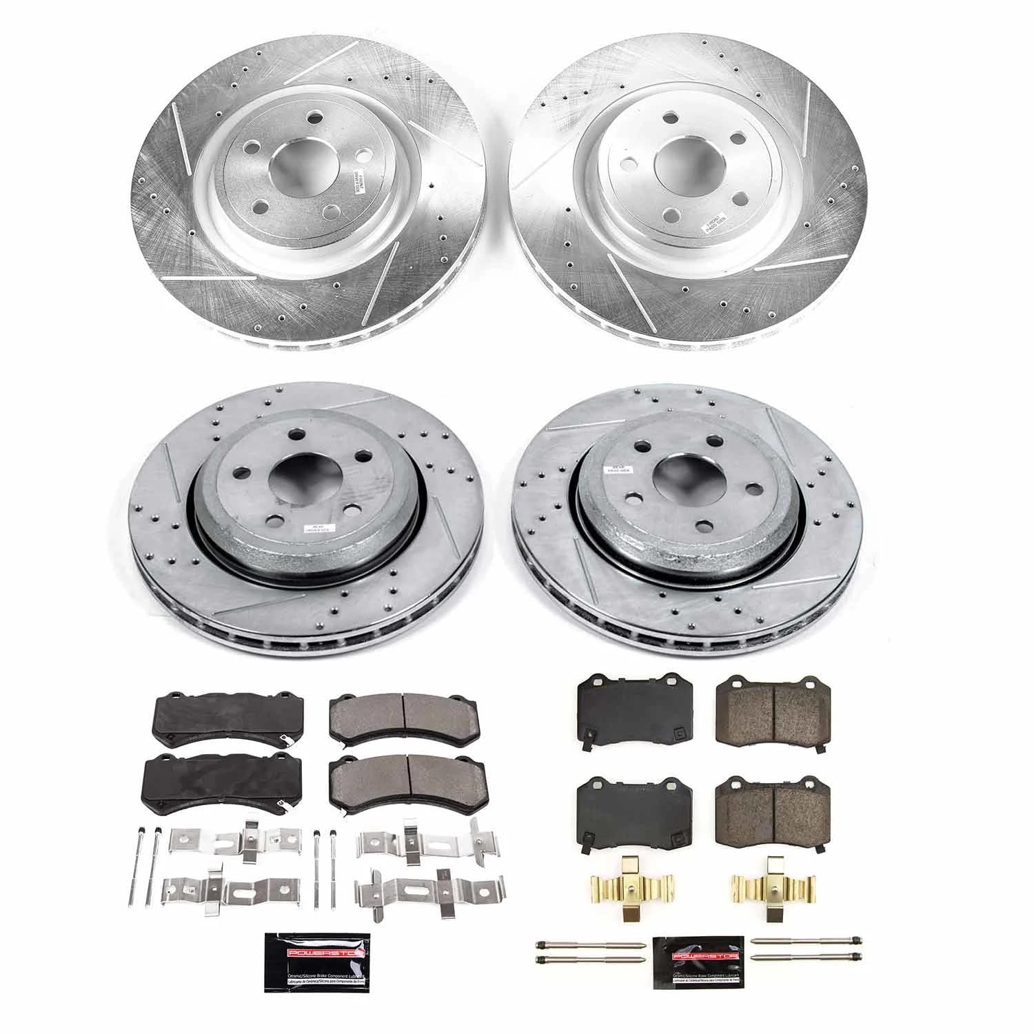 PowerStop Front and Rear Z23 Evolution Sport Carbon-Fiber Ceramic Brake Pad and Drilled & Slotted Rotor Kit Fits: DODGE JEEP Select Models K8760
