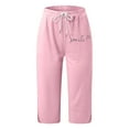thumbnail image 3 of Summer Pants for Women Fashion Comfortable Casual Mid Waist Sport Pants Size Workout Indoor Soccer Jag Dress Pocket Women Casual plus Size Jean Sunflower Pajamas Lounging Pink 2XL, 3 of 3
