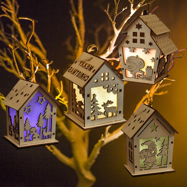 onlyliua Liquidación de Rebajas de Hoy Cabaña Luminosa Navideña para Ventana, Árbol de Navidad, Decoración de Madera para Puerta