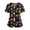 01-Gray, variant on Halloween Scrubs for Women Nurse Vet Pediatric Plus Size Nursing Uniforms Cute Demon Cat Scrub Tops with Pockets Yellow M
