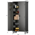 thumbnail image 2 of CHAUKY Upgraded 72" H Garage Storage Cabinets with Wheels,Metal Storage Cabinets with Door Pegboard for Garage Home Office Storage,Assembly Required, Black, 2 of 16