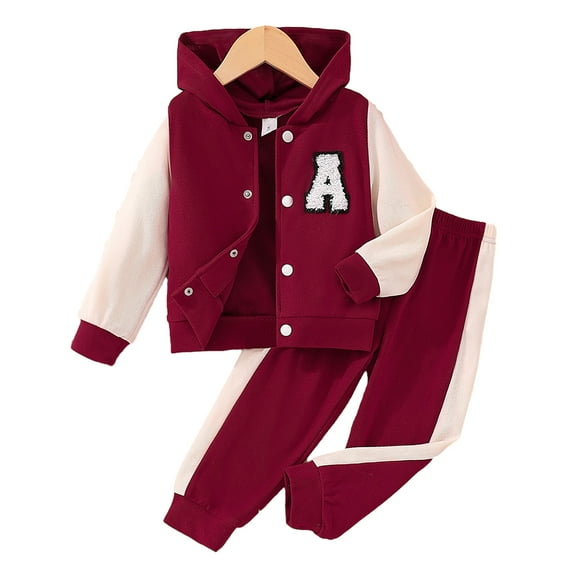 LYMAYTER Kids Girls Boys Tracksuit Outfits 2PCS Toddler Hooded Long Sleeved Cardigan Jacket   Jogger Pants Spring Fall Set for 2-8Y