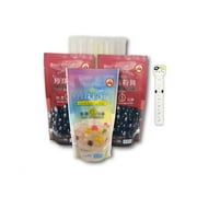 WuFuYuan 3-Pack Boba Tapioca Pearls 2 Variety (2 Black and 1 Color) with 25 Boba Wide Straws Individually Wrapped Bubble Tea Ingredients Plus Bonus Calendar Storage Bag Clip (5-piece Set)