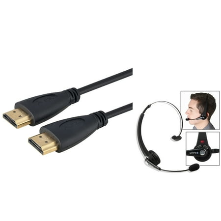 Insten Wireless Bluetooth Headset+3Ft HDMI Cable M/M For Sony Playstation 3 PS3 (2-in-1 Accessory Bundle)