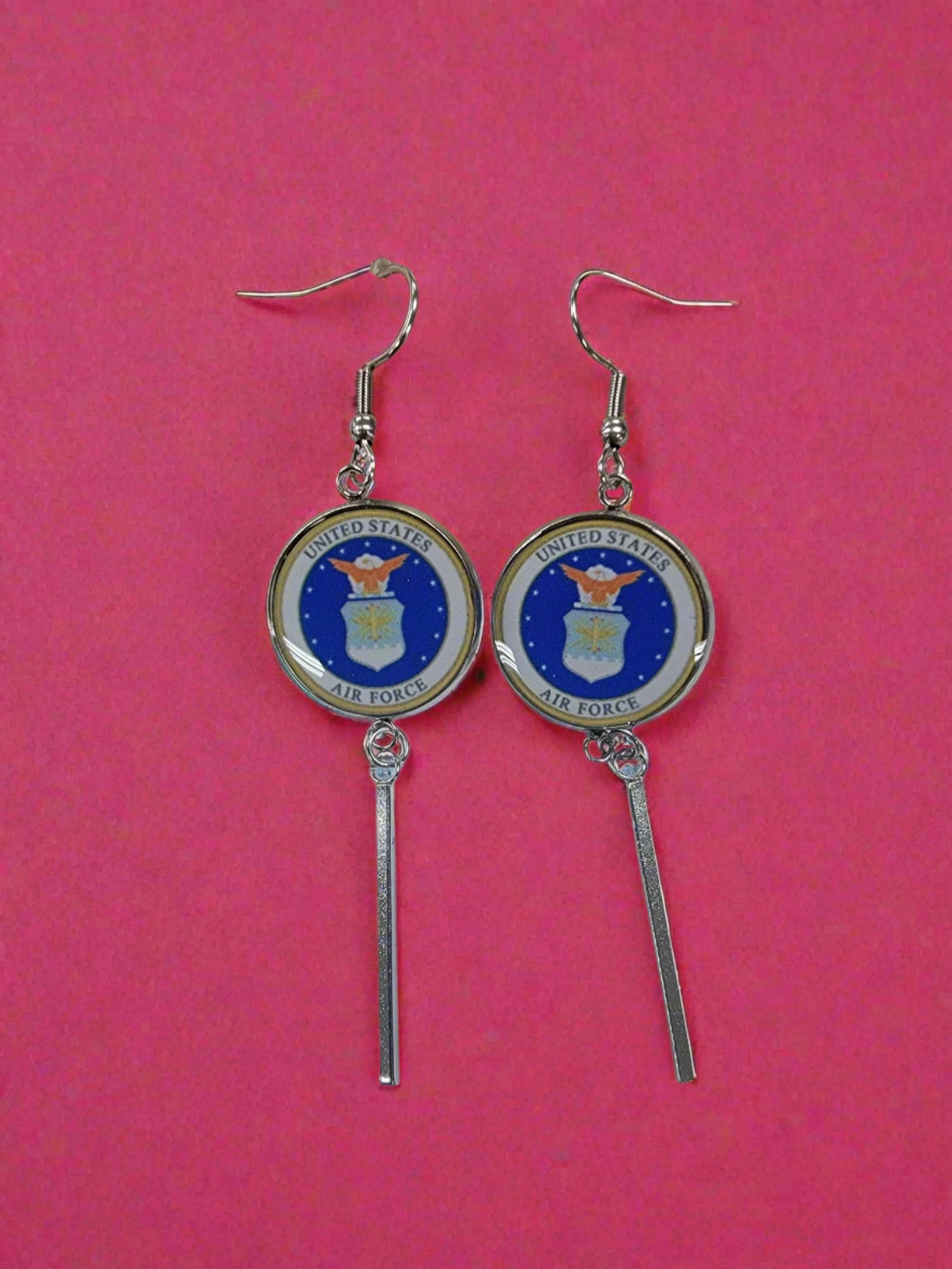 Officially Licensed Military Charm Earrings, A Proud Symbol of Service and Sacrifice, Stainless Steel, Great Gift