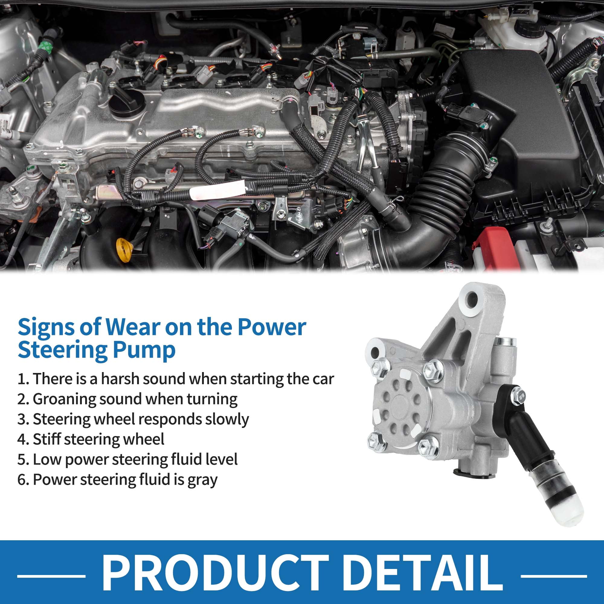 Power Steering Pump No.56110PVJA01 for Honda Accord 2008-2012 for Honda Odyssey 2005-2010 Consistent