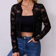 thumbnail image 2 of Kaemgyyd Women's Lace Cardigan Summer Trendy Mesh Open Front Long Sleeve Coat Elegant Print Cropped Jacket Cover Up, 2 of 5