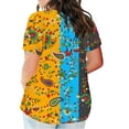 thumbnail image 3 of Plus Tamaño de las Mujeres Blusas, Cuello en V Casual Suelto Manga Corta Superior, Impresión Blusa Poliéster Spandex, 3 of 5