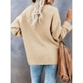 thumbnail image 4 of Women'S Oversized Sweaters Batwing Long Sleeve Loose V Neck Button Henley Tops Pullover Knit Jumper Apricot M, 4 of 6