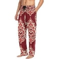 thumbnail image 5 of Men's Pajama Pants with Pockets Sleepwear Lounge Pants Stretch Casual Red Damask Floral on Christmas, 5 of 7